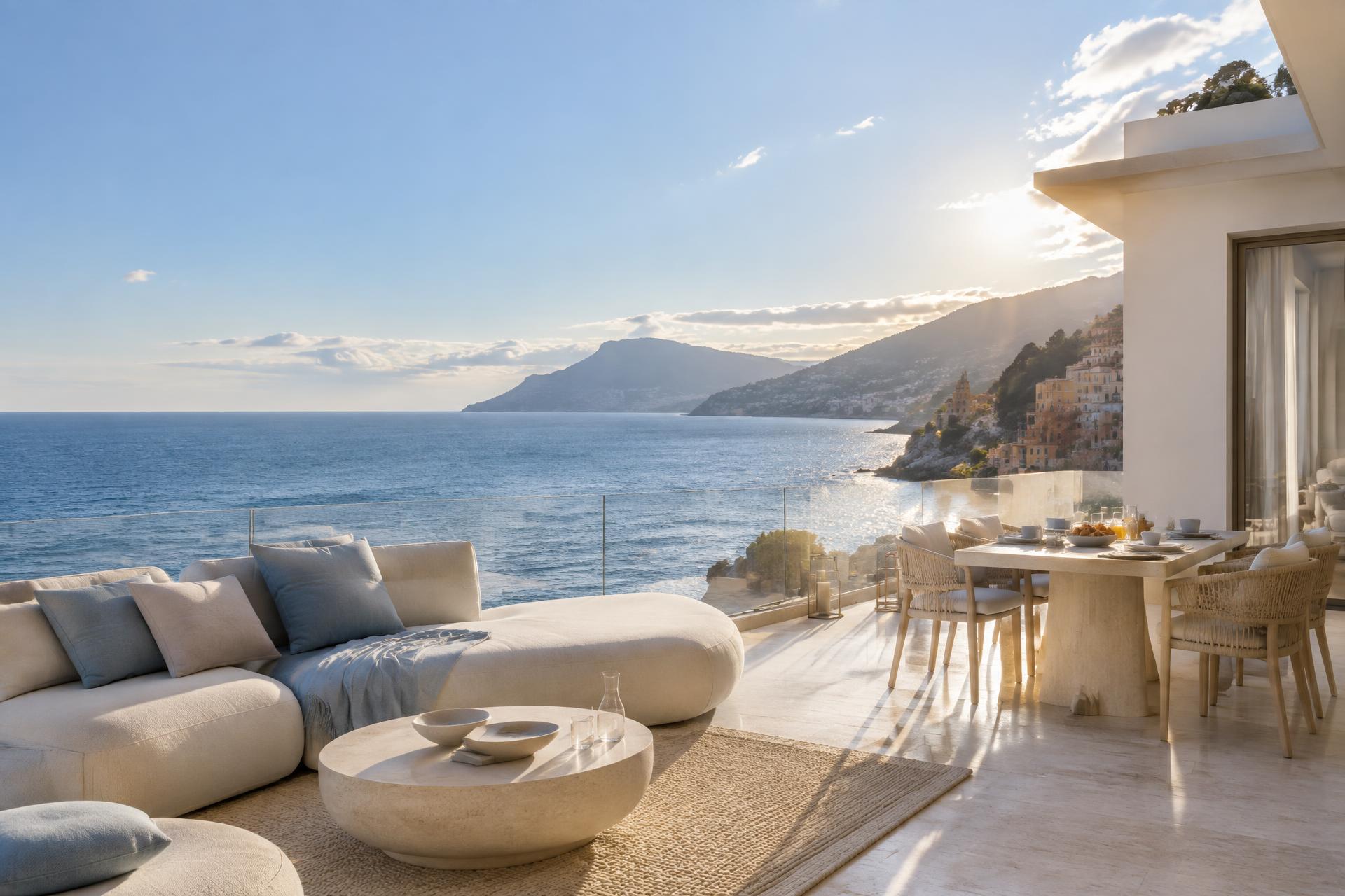Terrazza di Solaria affacciata sul mare della Liguria