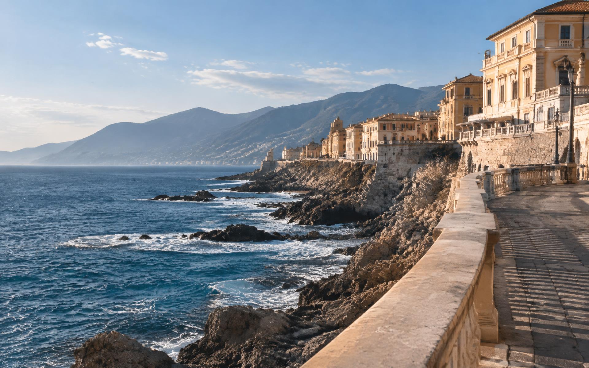 Passeggiata sul mare e costa rocciosa di Nervi